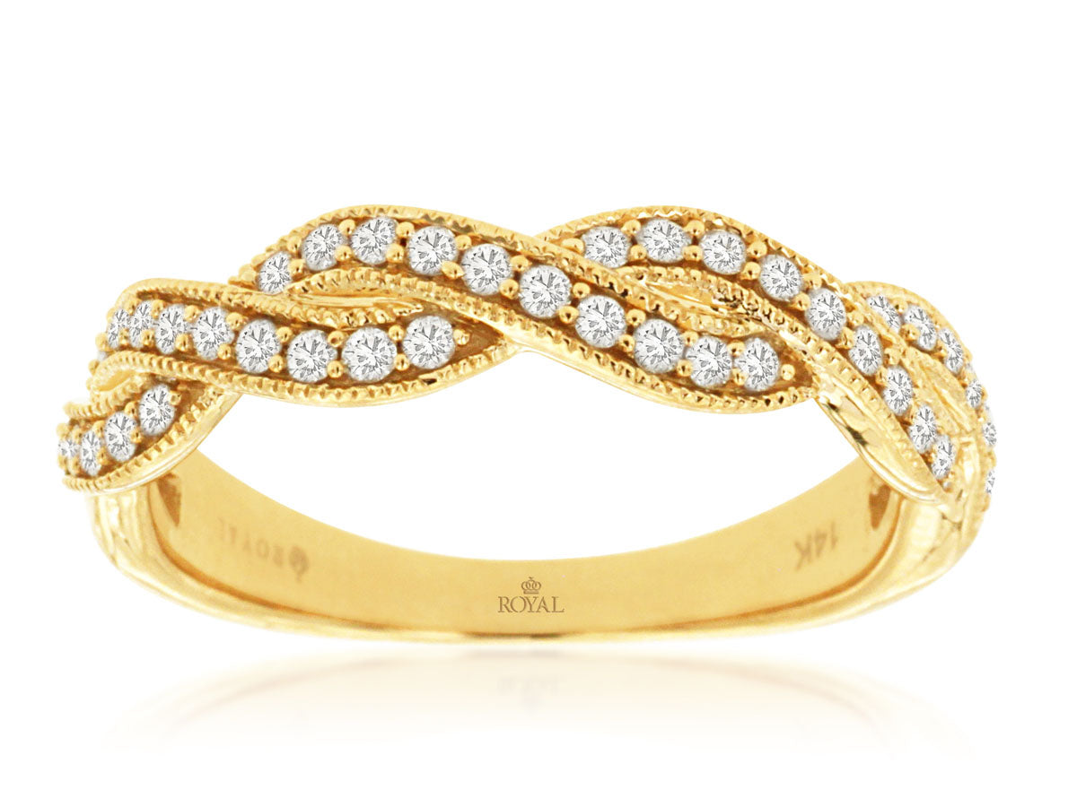 14K Yellow Gold Diamond Twist Ring