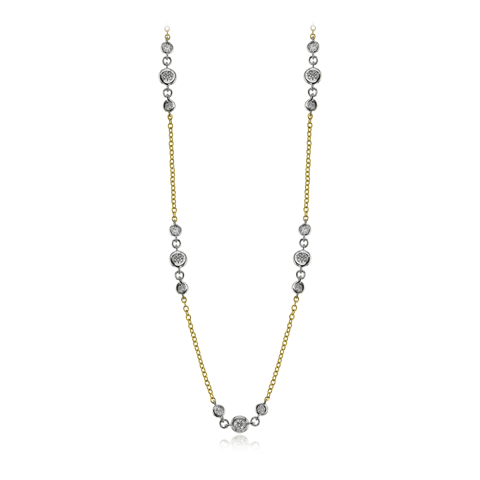 18K Yellow & White Gold Diamond By The Yard Necklace by Simon G. Jewelry