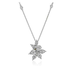 18K White Gold Diamond Floral Design Necklace by Simon G. Jewelry