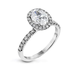 18K White Gold Oval Diamond Halo Engagement Ring by Simon G. Jewelry