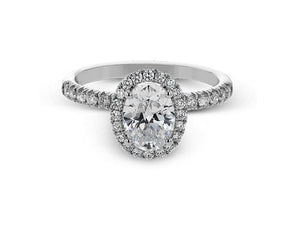 18K White Gold Oval Diamond Halo Engagement Ring by Simon G. Jewelry