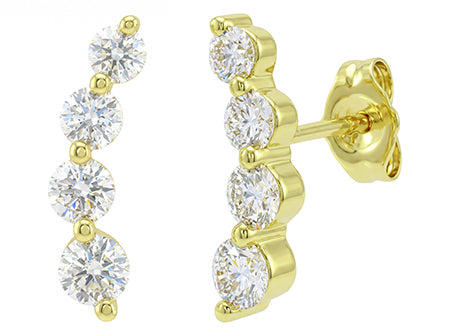 14K Yellow Gold Diamond Climber Earrings