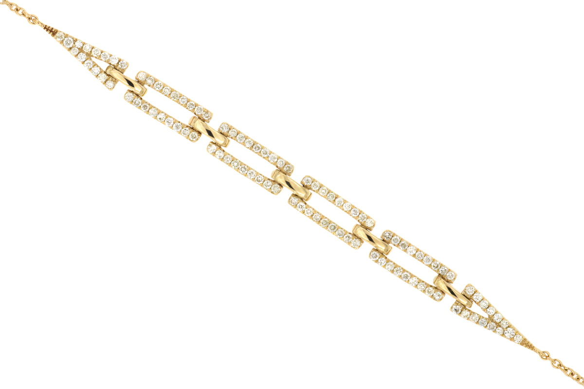 14K Yellow Gold Diamond Open Link Bracelet