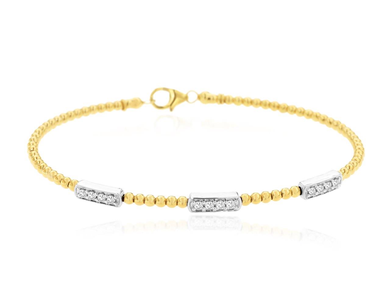 14K Yellow Gold Flexible Diamond Bangle Bracelet