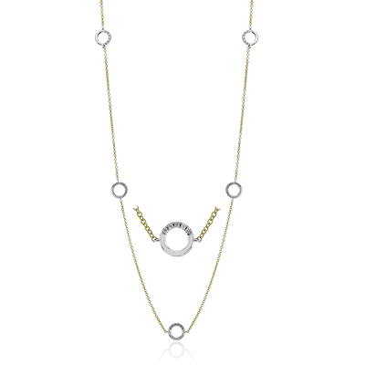 18K Yellow & White Gold Circle Station Necklace by Simon G. Jewelry