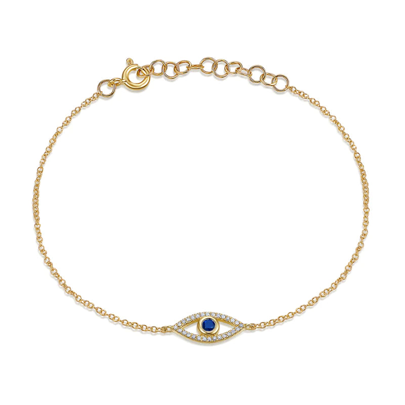 14K Yellow Gold Sapphire & Diamond Eye Bracelet