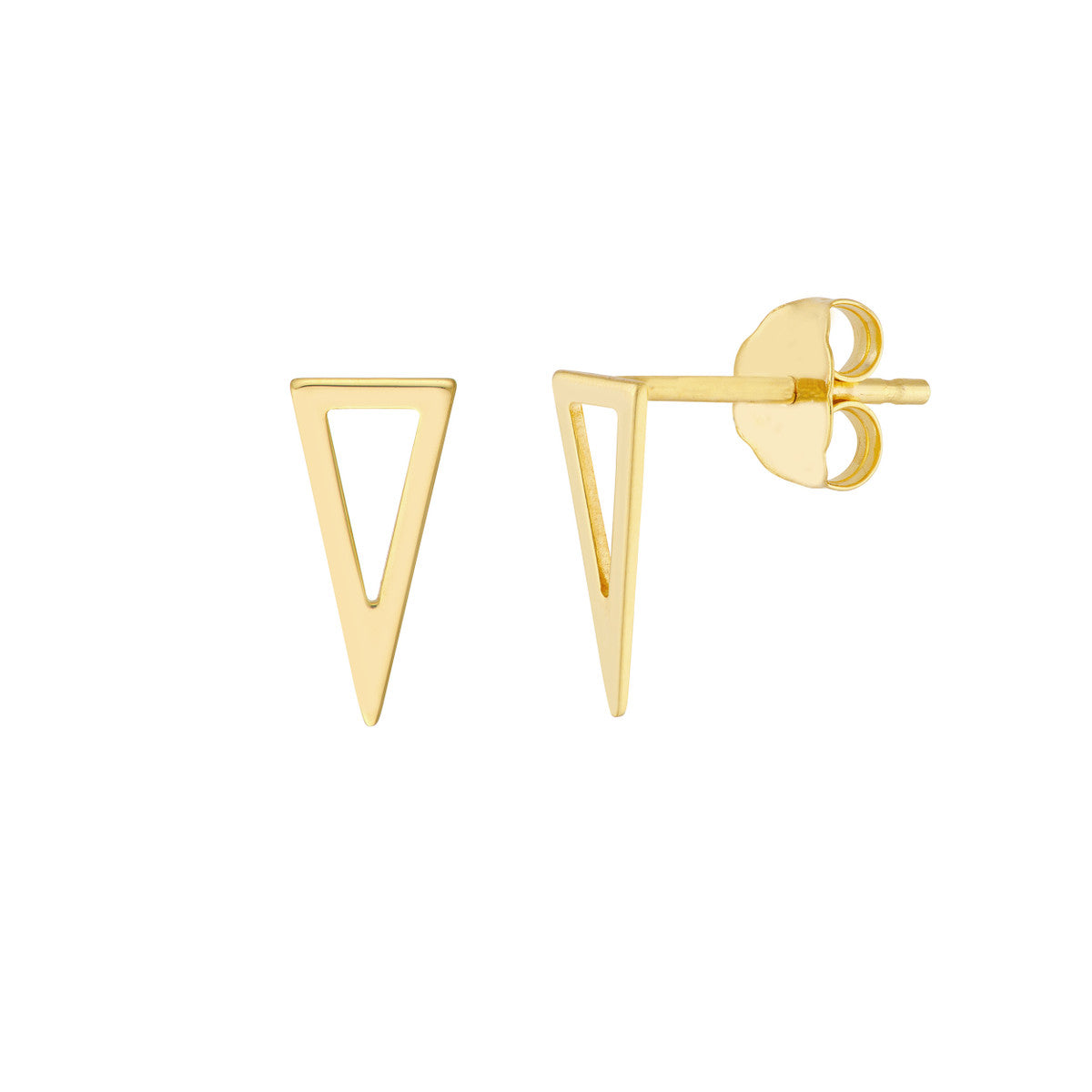 14K Yellow Gold Open Pyramid Stud Earrings