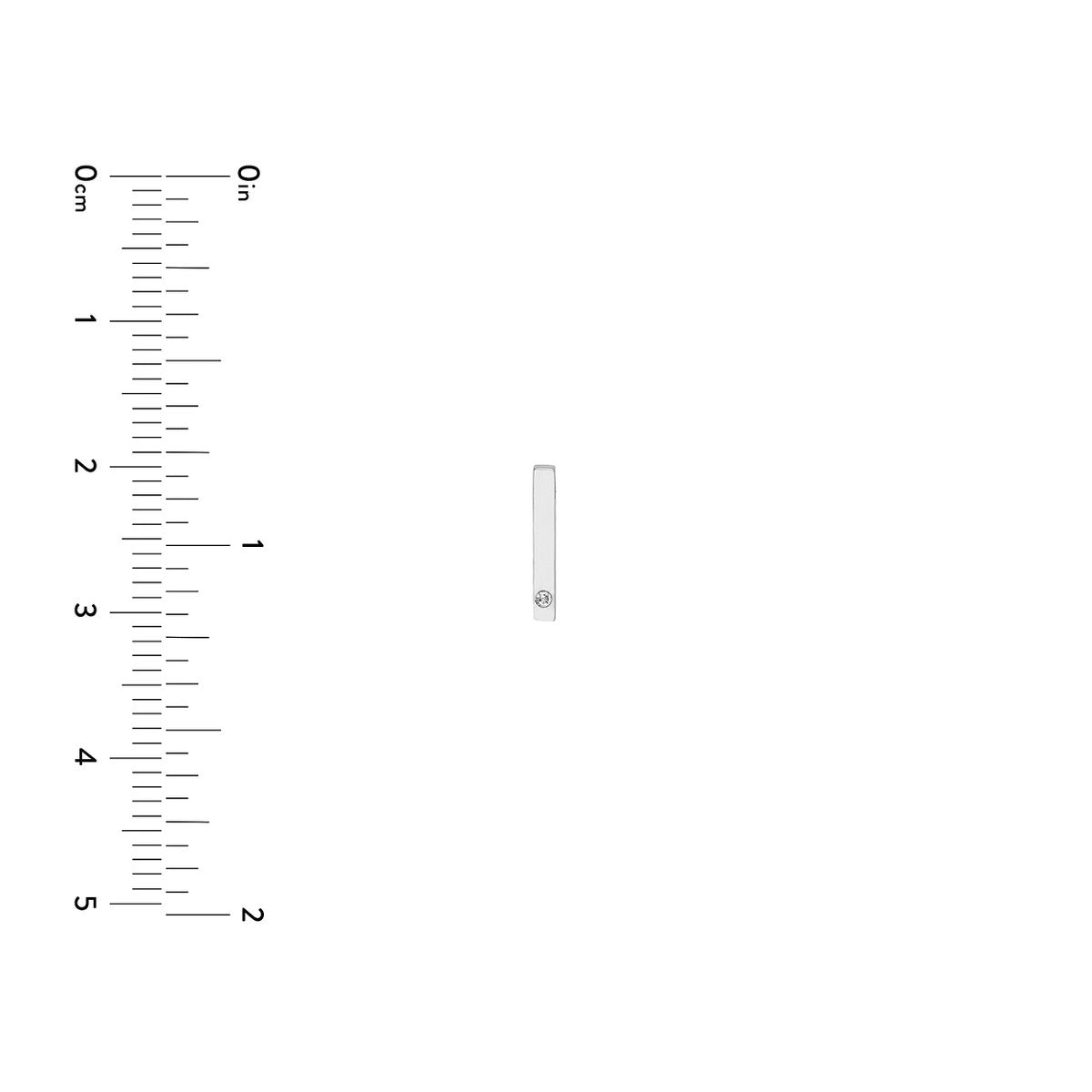 14K White Gold Mini Bar Earrings with Diamond Accent