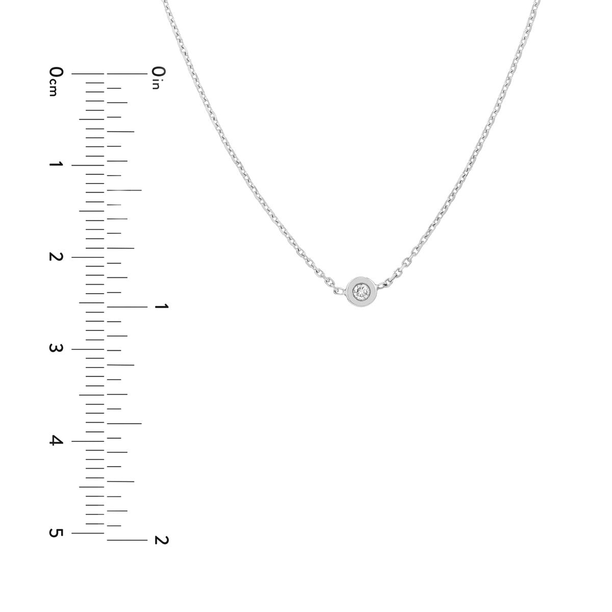 14K White Gold Diamond Bezel Set Adjustable Necklace