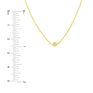 14K Yellow Gold Diamond Bezel Set Center Station Adjustable Necklace
