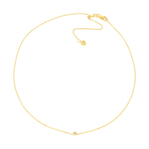 14K Yellow Gold Diamond Bezel Set Center Station Adjustable Necklace