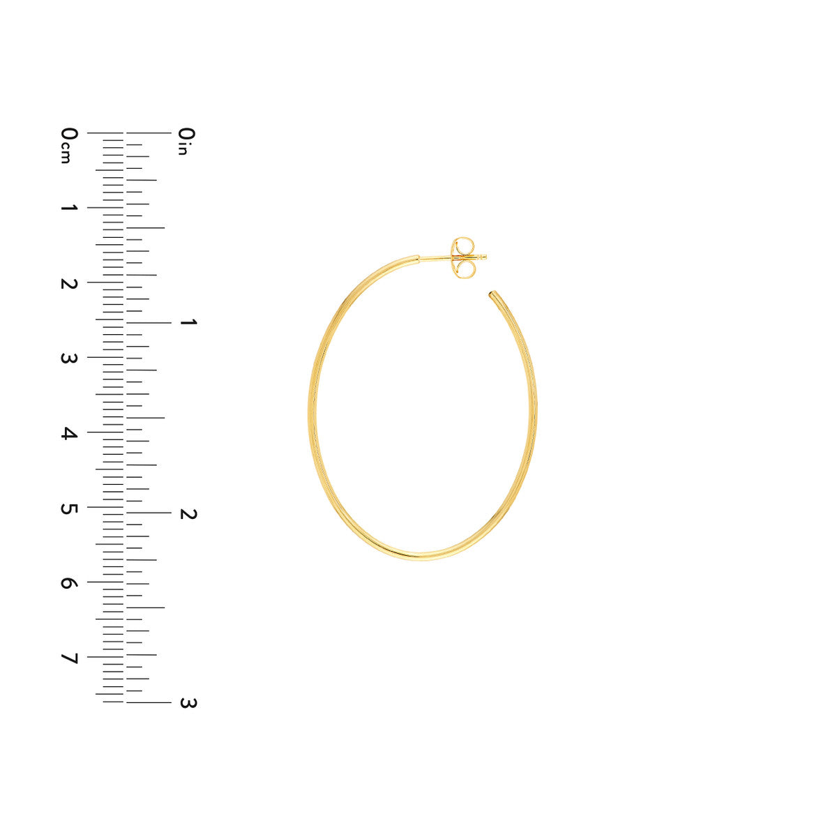14K Yellow Gold Thin Oval Post Hoop Earrings