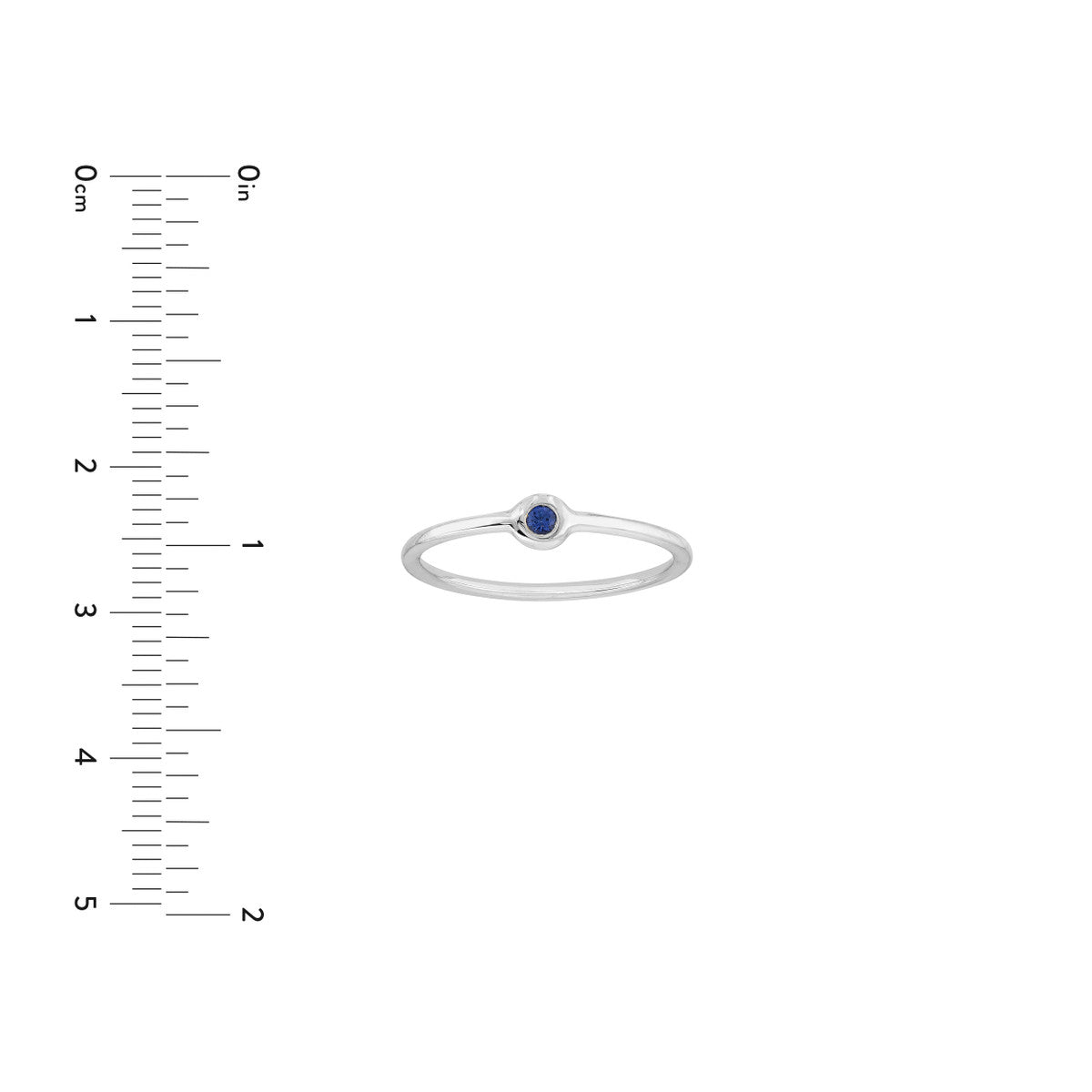 14K White Gold Round Sapphire Bezel Stack Ring