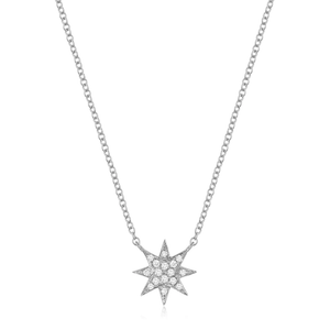 14K White Gold Starburst Diamond Necklace