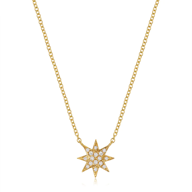 14K Yellow Gold Starburst Diamond Necklace