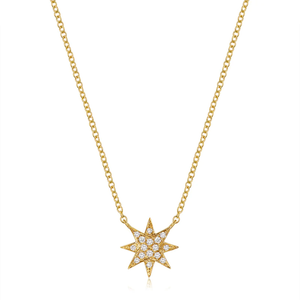 14K Yellow Gold Starburst Diamond Necklace