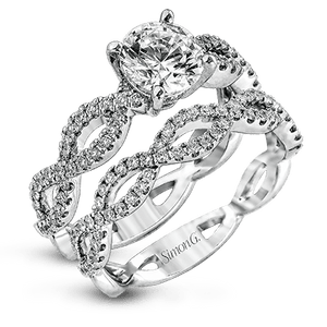 18K White Gold Twisted Design Diamond Engagement Ring by Simon G. Jewelry