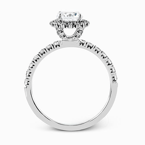 18K White Gold Round Diamond Halo Engagement Ring by Simon G. Jewelry