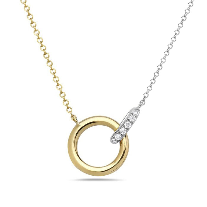 14K Yellow & White Gold Double Circle Necklace