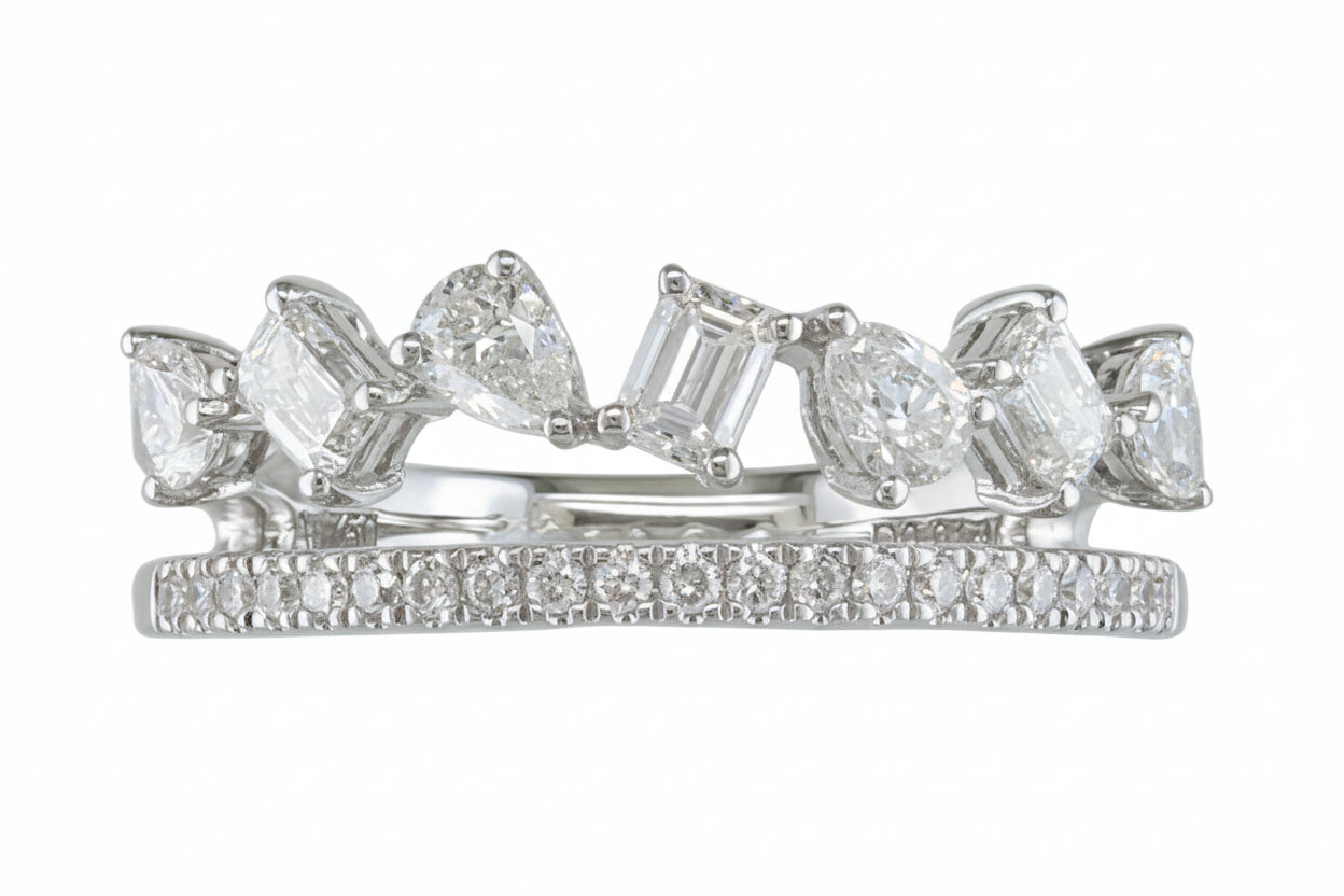 18K White Gold Multi-Shape Diamond Ring