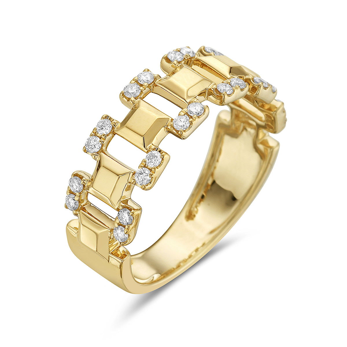 14K Yellow Gold Diamond Bar Fashion Ring