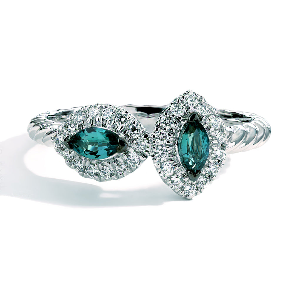 18K White Gold Alexandrite & Diamond Artisan Ring