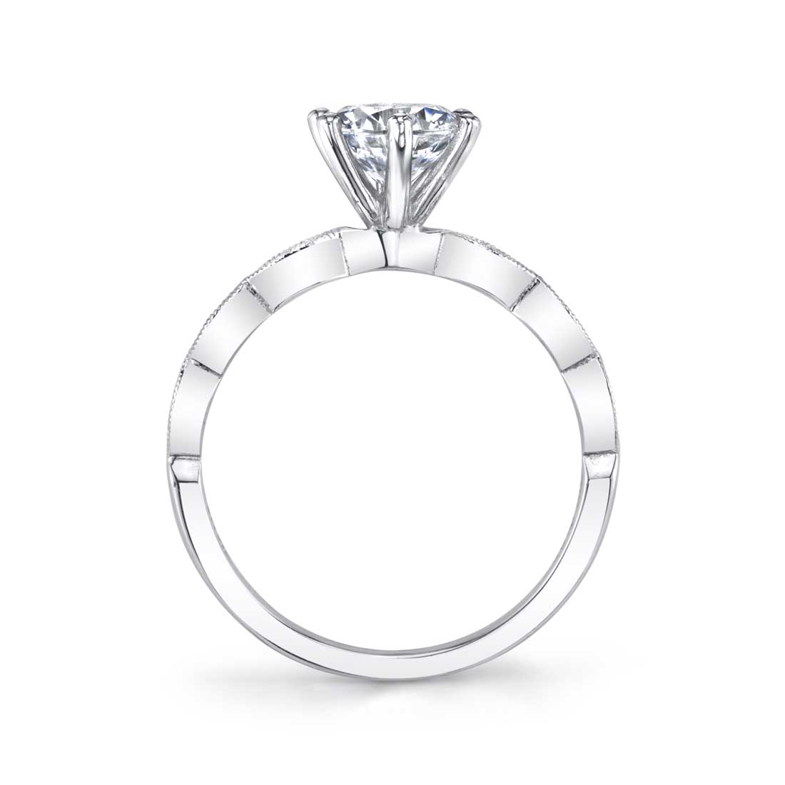 Sylvie 14K White Gold "Chanelle" Vintage Inspired Diamond Engagement