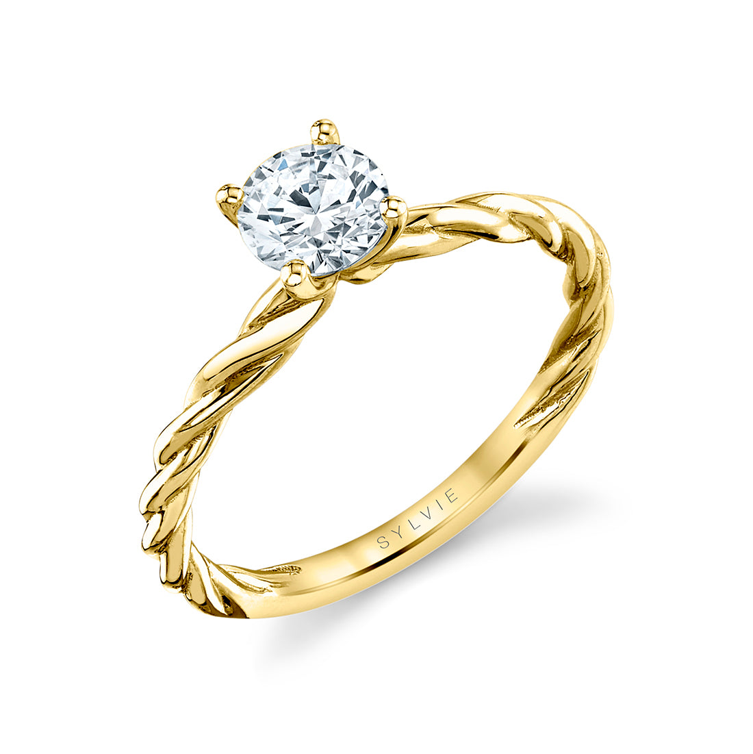 Sylvie 14K Yellow Gold Solitaire "Jolie" Twisted Engagement Ring