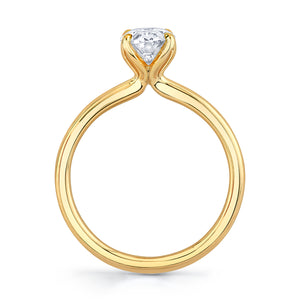 Sylvie 14K Yellow Gold "Fawn" Solitaire Oval Engagement Ring with Tulip Basket