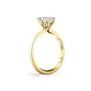 Sylvie 14K Yellow Gold "Fawn" Solitaire Oval Engagement Ring with Tulip Basket