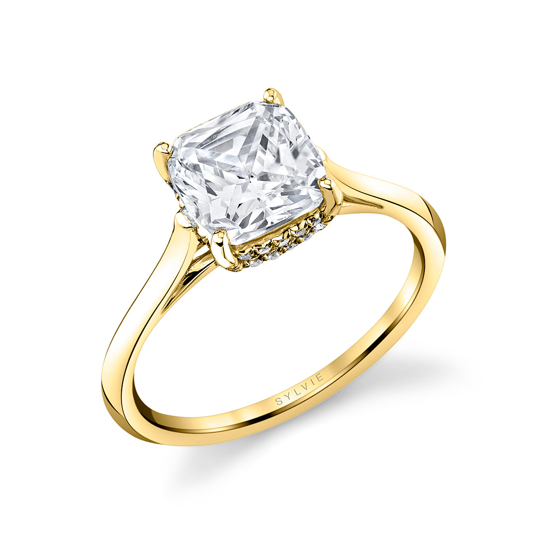 Sylvie 14K Yellow Gold "Carter" Diamond Double Hidden Halo Engagement Ring