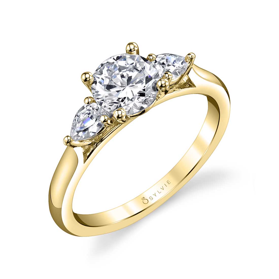 Sylvie 14K Yellow Gold Three Stone "Martine" Engagement Ring