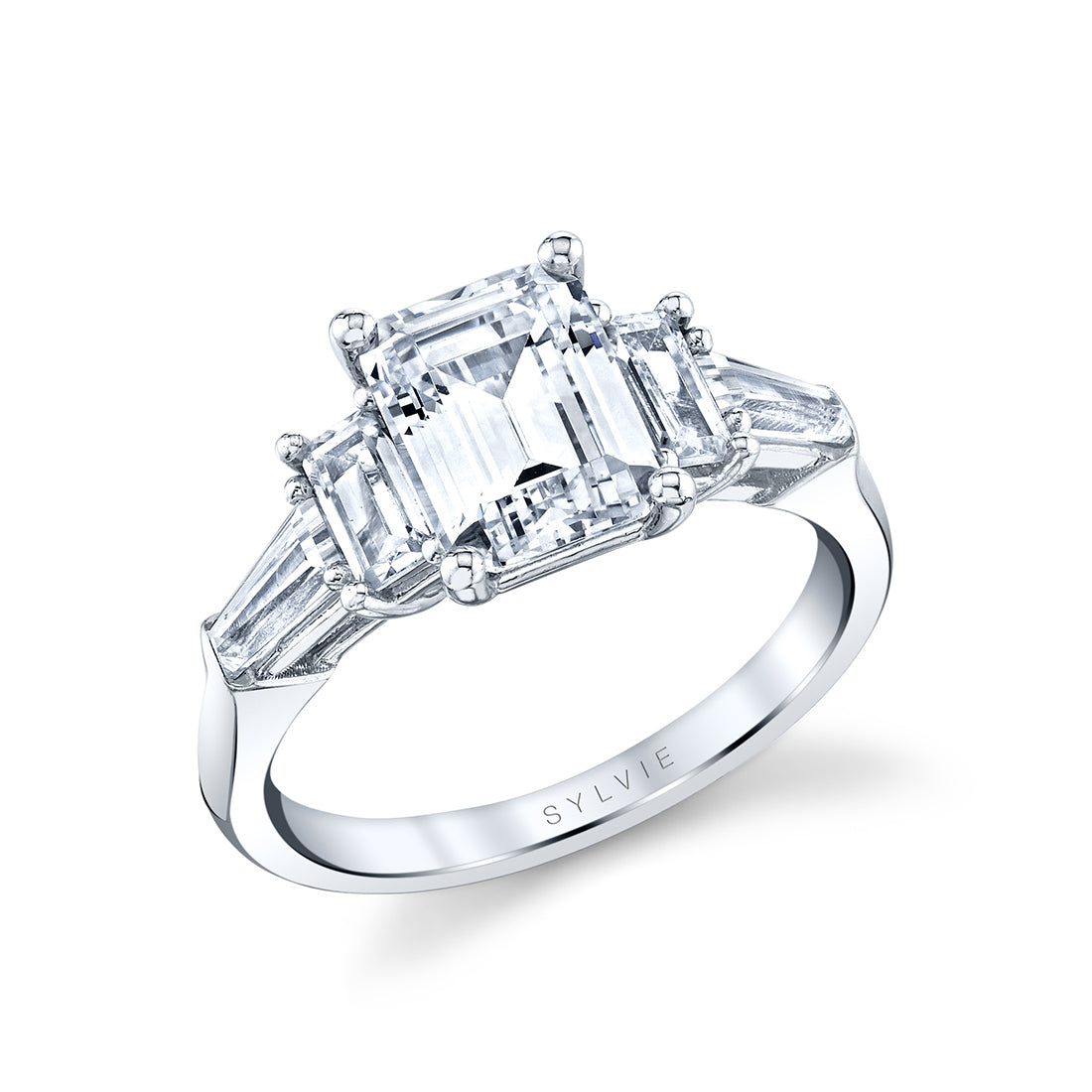 Sylvie "Bree" Five Stone Emerald Cut Diamond Engagement Ring - S3112S