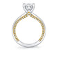 14K White & Yellow Gold "Diana" Engagement Ring with Pave Set Profile