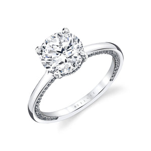 Sylvie 14K White Gold "Tilda" Engagement Ring with Pave Set Profile