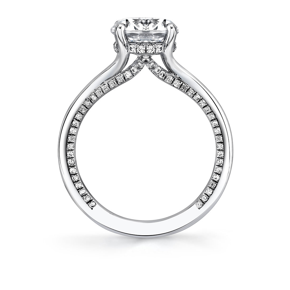 Sylvie 14K White Gold "Tilda" Engagement Ring with Pave Set Profile