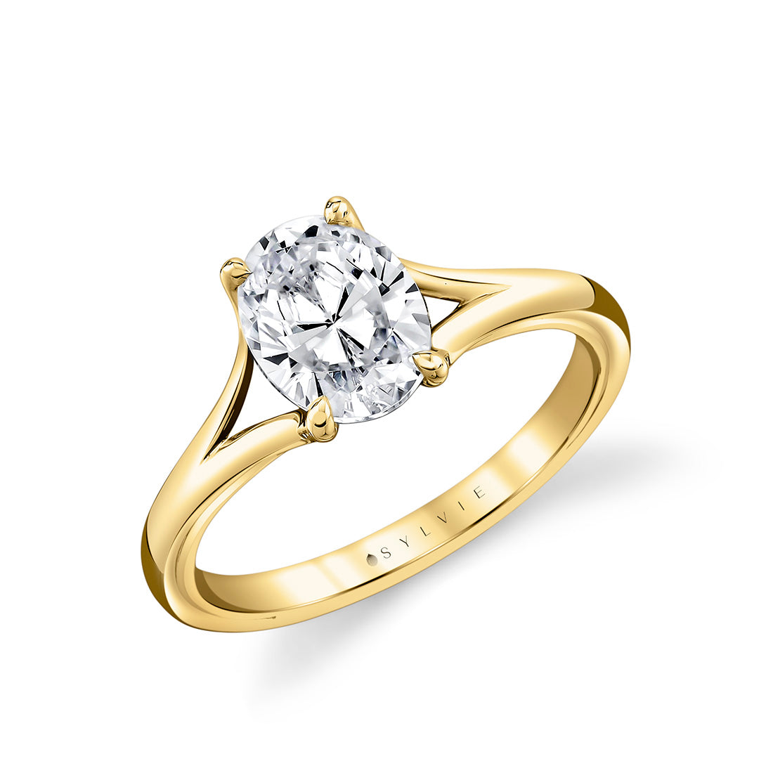 Sylvie 14K Yellow Gold "Vera" Engagement Ring with Split Shank Ring