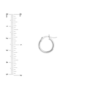 14K White Gold Round Tube Polished Hoop 15mm Earrings