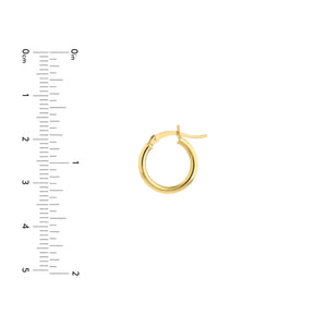14K Yellow Gold Round Tube Polished Hoops