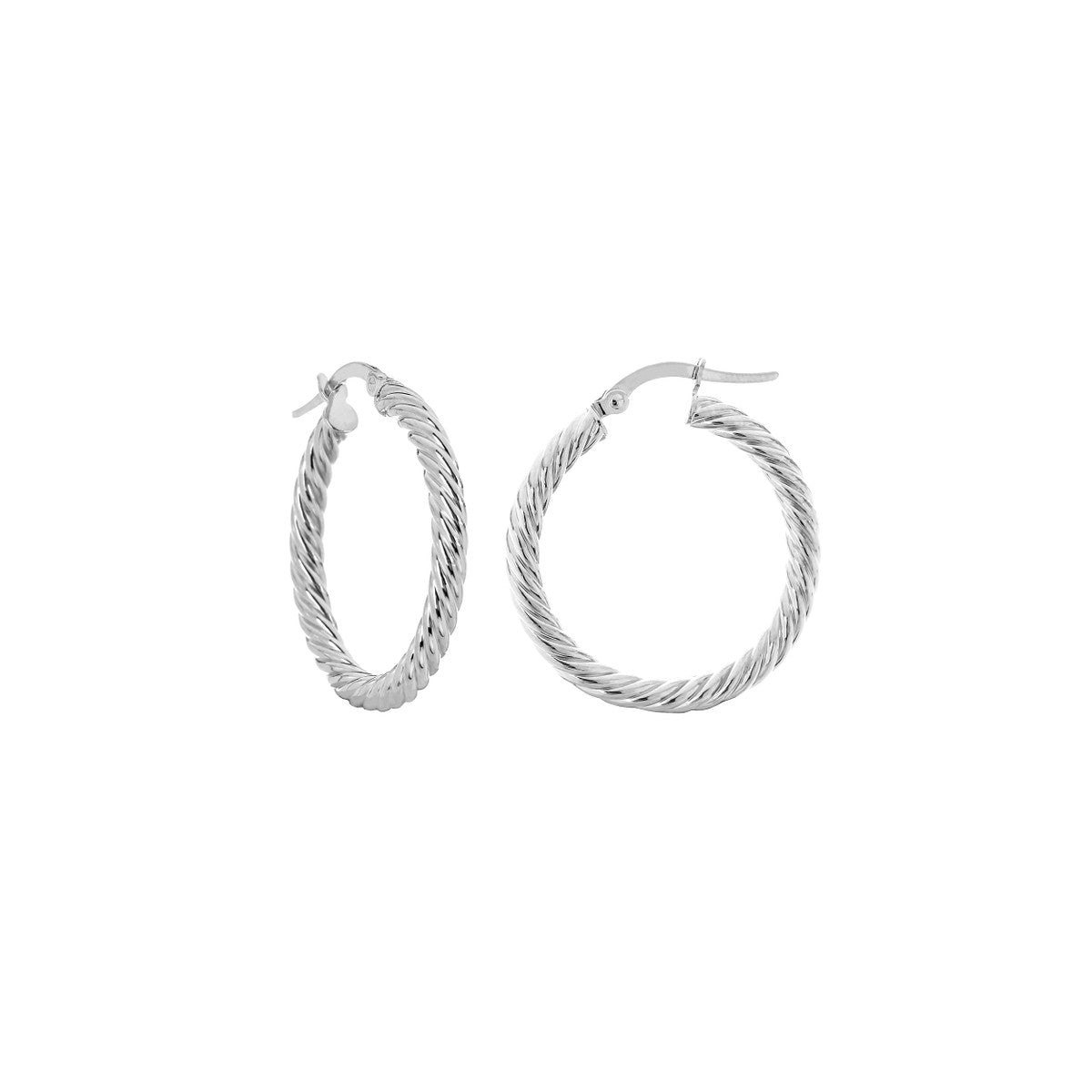 14K White Gold Twisted Rope Hoop Earrings