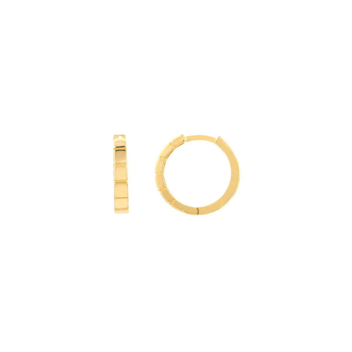 14K Yellow Gold Square Huggie Hoop Earrings
