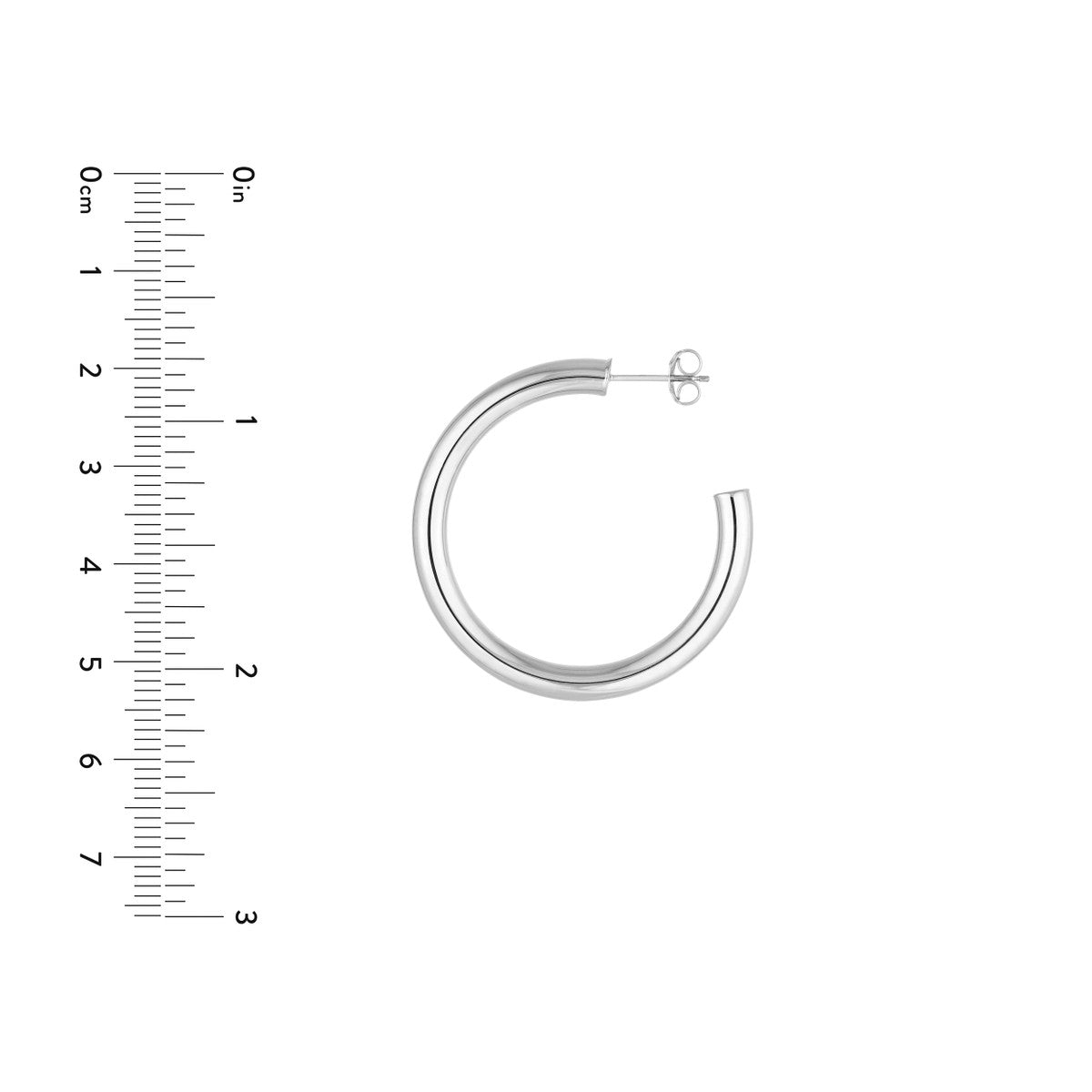 14K White Gold Open Tube Hoop Earrings