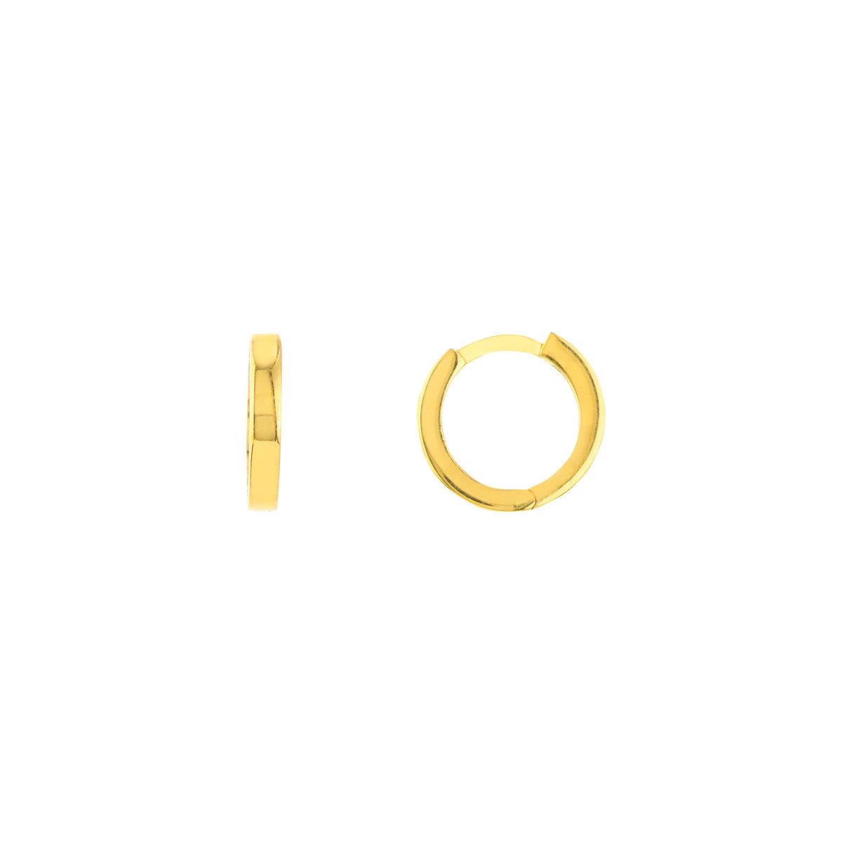 14K Yellow Gold Small Square Tube Round Hoop Earring
