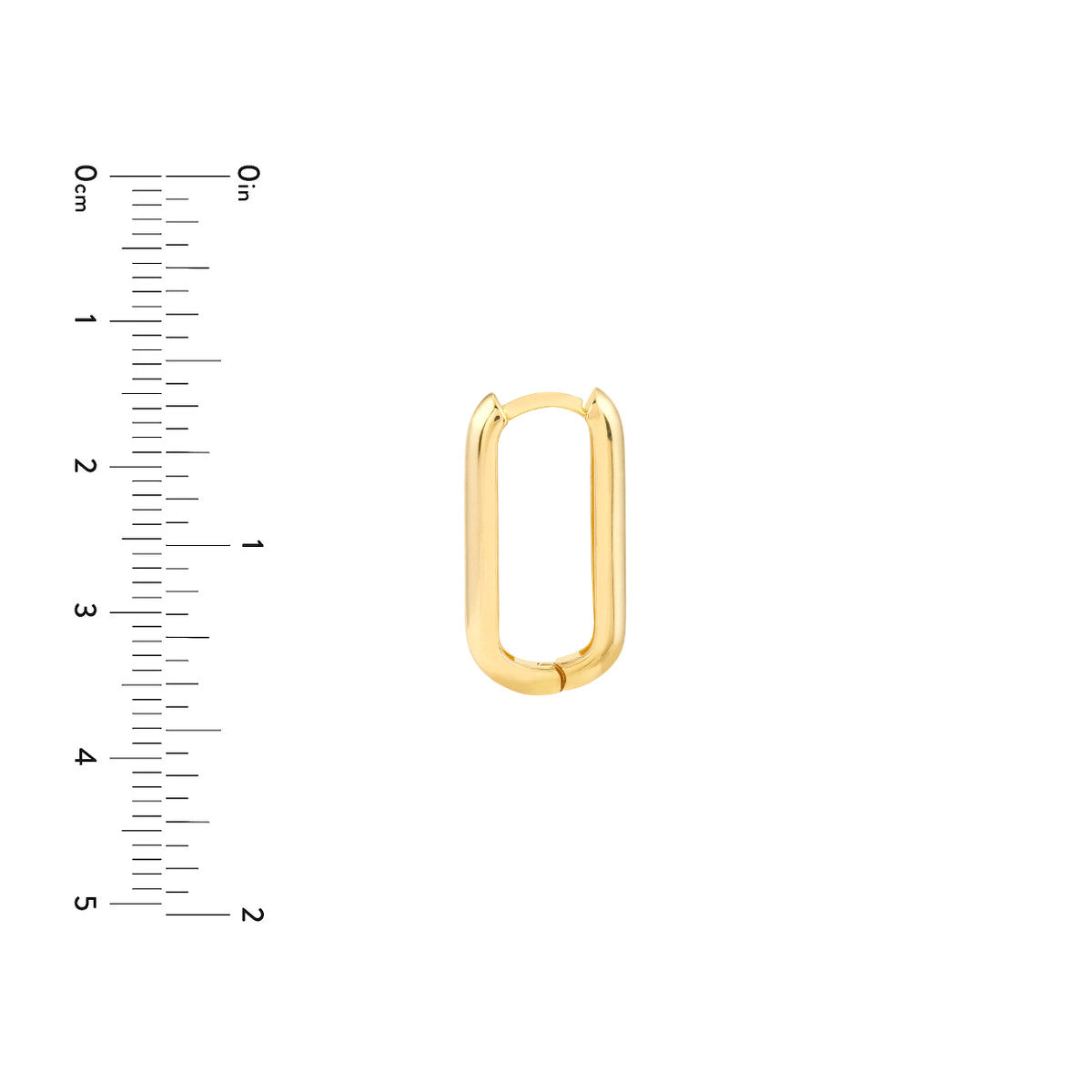 14K Yellow Gold Oblong Polished Hoop Earrings