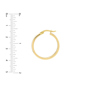 14K Yellow Gold Round Hoop with White Enamel Center