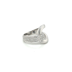 18K White Gold Pave Diamond Knot Ring