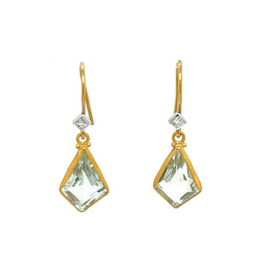 Lika Behar 24K Gold "Deco" Faceted Prasiolite Drop Earrings