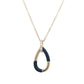 14K Yellow Gold Onyx & Diamond Pear Shape Necklace