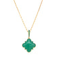 14K Yellow Gold Clover Chrysoprase Inlay Pendant