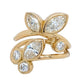 18K Yellow Gold Marquise and Round Diamond Bypass Ring